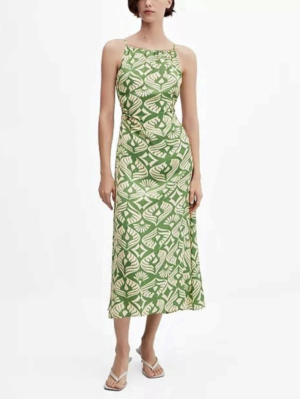 Green & White Midi Dress Like New